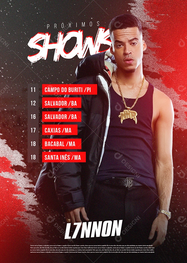 Próximos Shows L7nnon Flyer Social Media PSD Editável