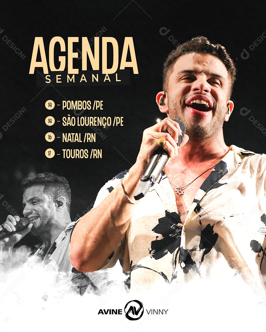 Agenda Semanal Avine Vinny Flyer Social Media PSD Editável