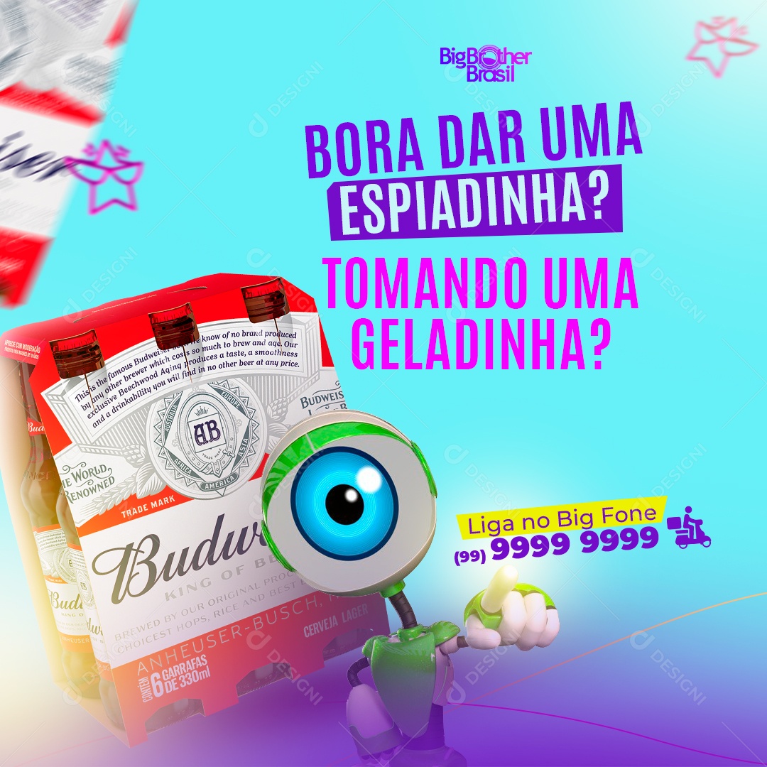 Let's Sneak Peek Into Some Ice Cream Budweiser Big Brother Brazil Social Media Editable PSD