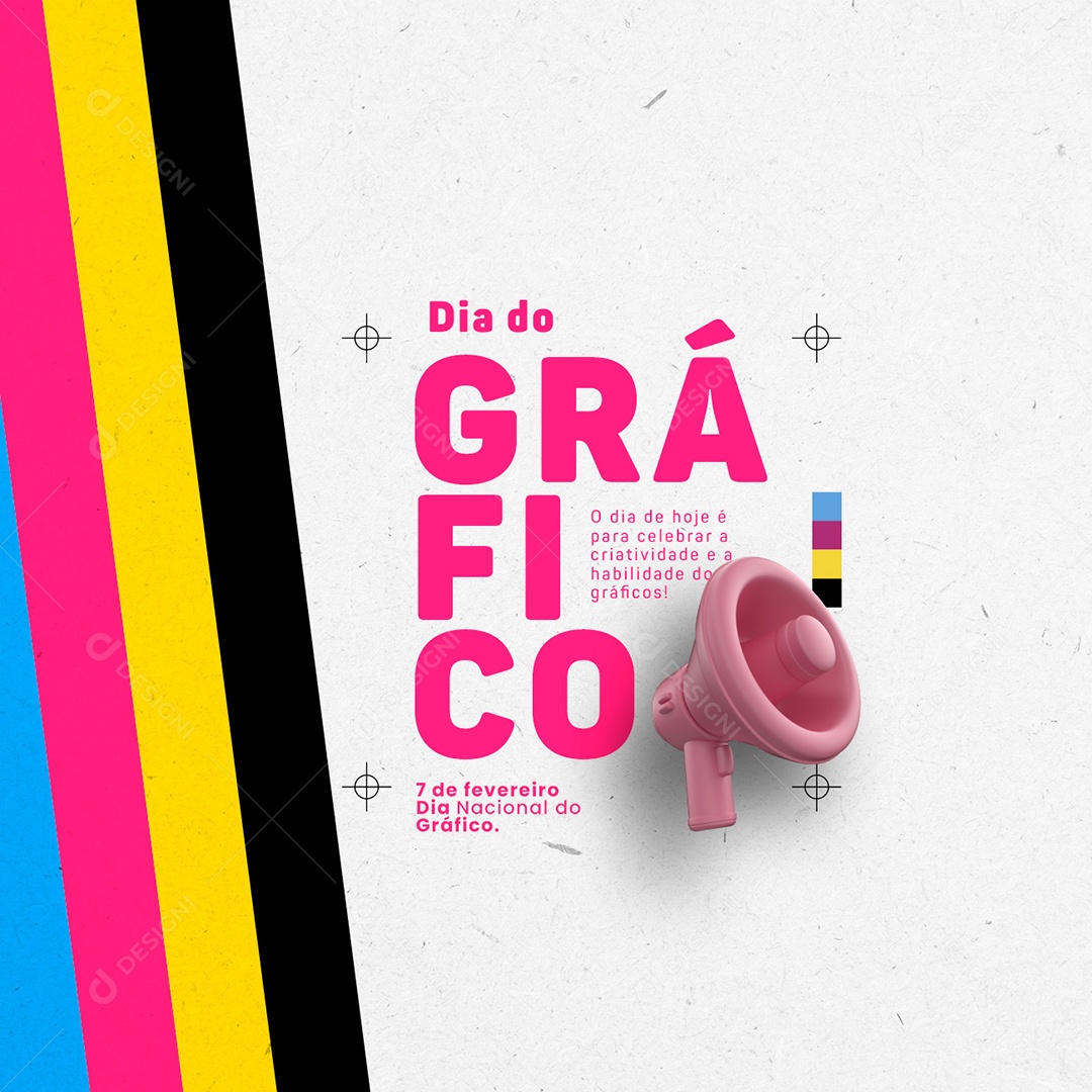 Dia Nacional do Gráfico 7 de Fevereiro Social Media PSD Editável