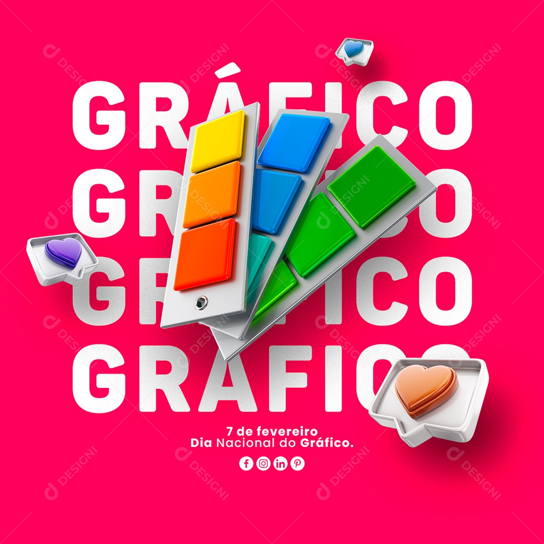 Dia Nacional do Gráfico 7 de Fevereiro Social Media PSD Editável