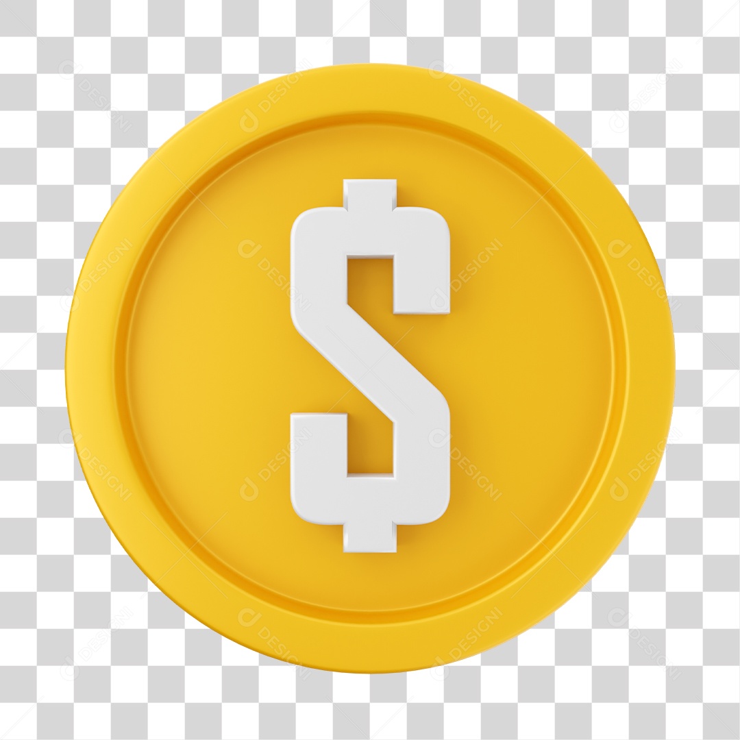 Moeda Elemento 3D para Composição PNG Transparente