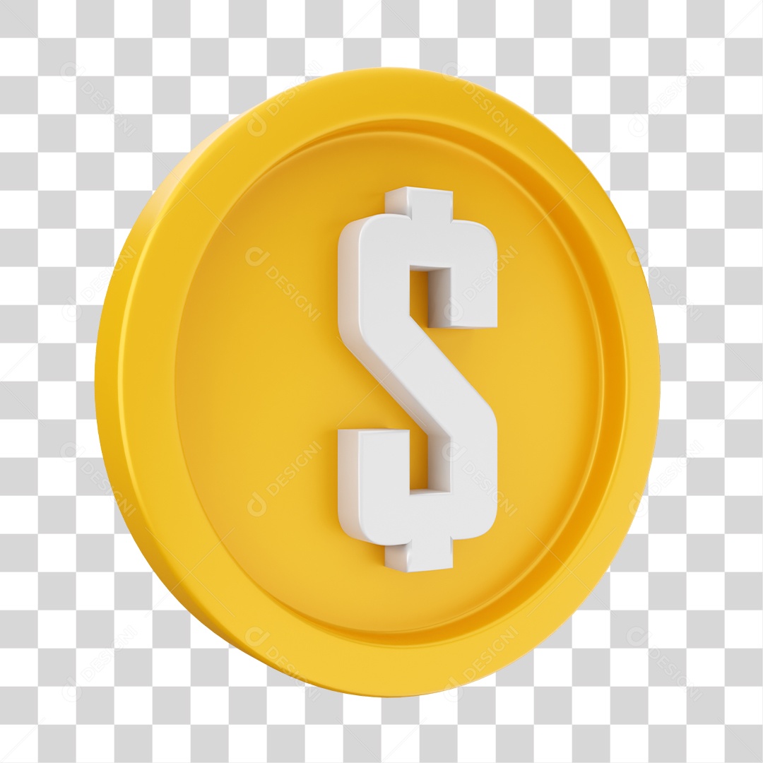 Moeda Elemento 3D para Composição PNG Transparente