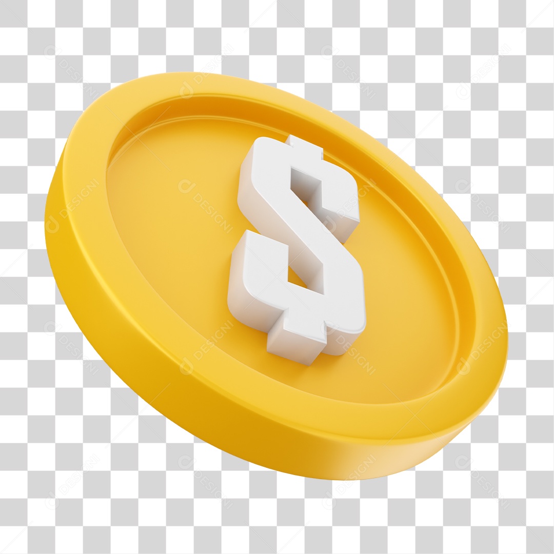 Moeda Elemento 3D para Composição PNG Transparente