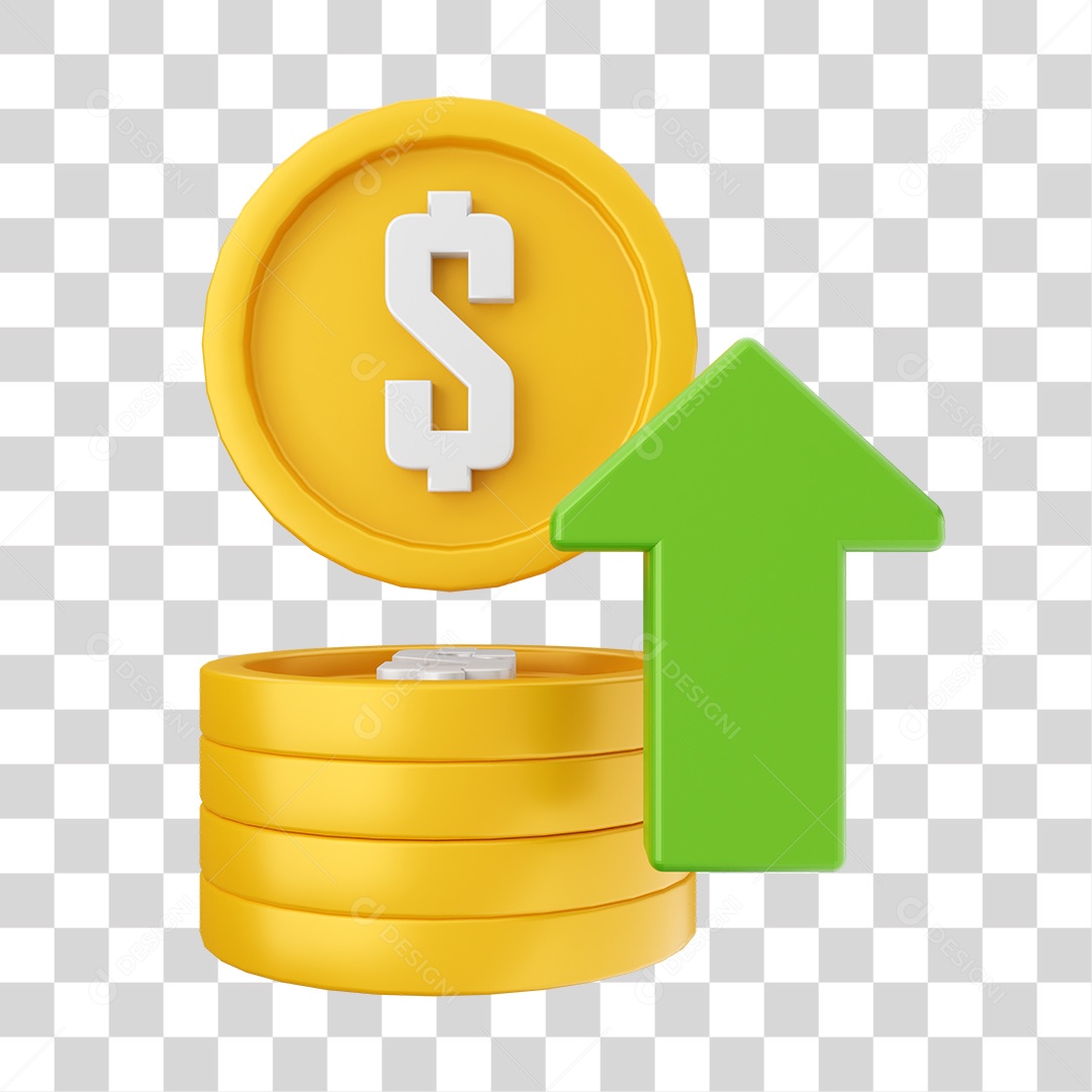 Moeda Flutuando Elemento 3D para Composição PNG Transparente