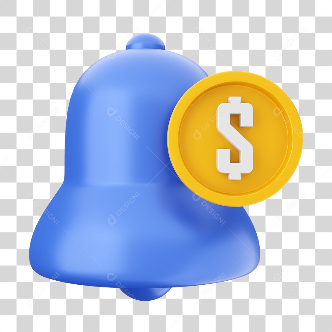 Notificação de Moeda Elemento 3D para Composição PNG Transparente
