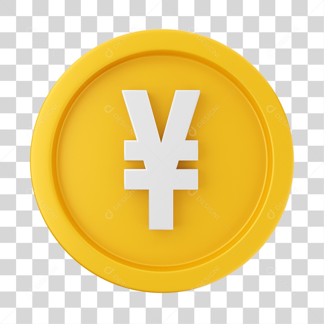 Moeda de Iene Elemento 3D para Composição PNG Transparente