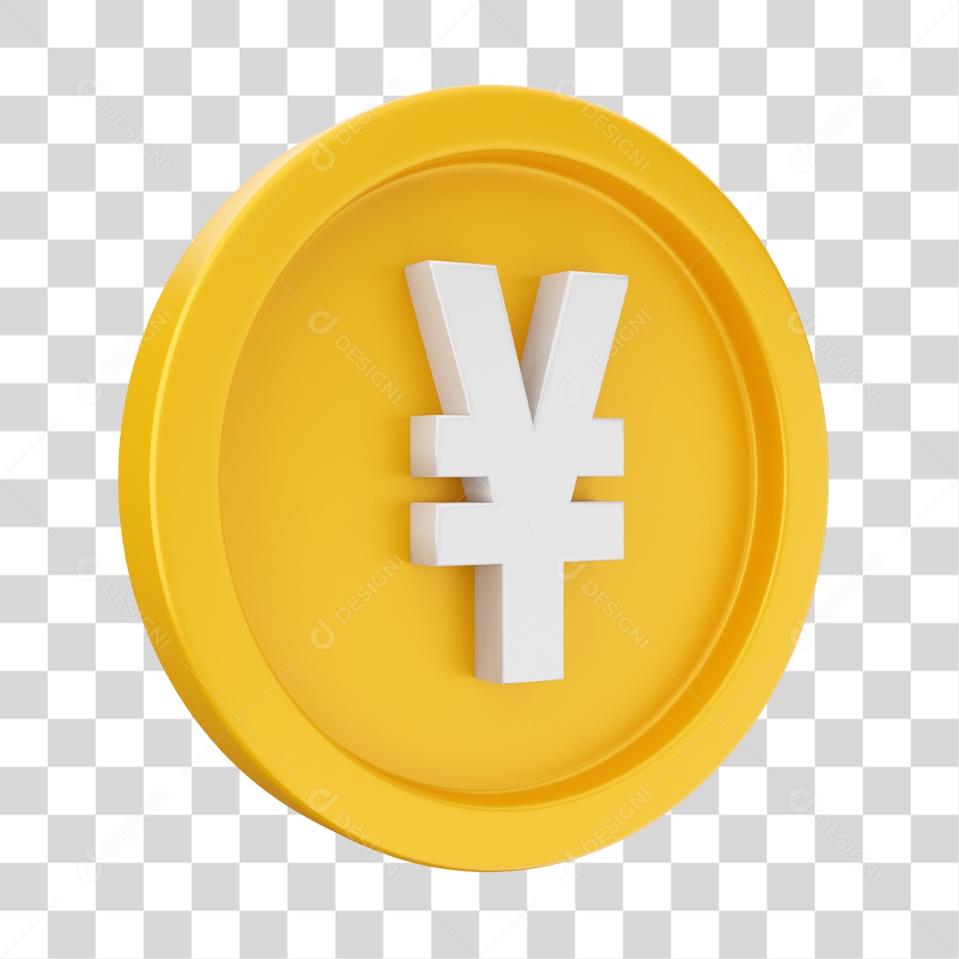 Moeda de Iene Elemento 3D para Composição PNG Transparente