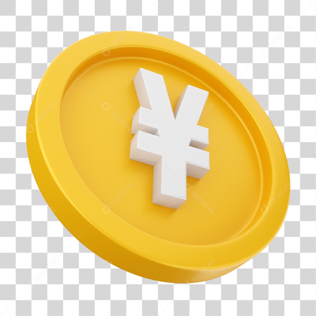 Moeda de Iene Elemento 3D para Composição PNG Transparente