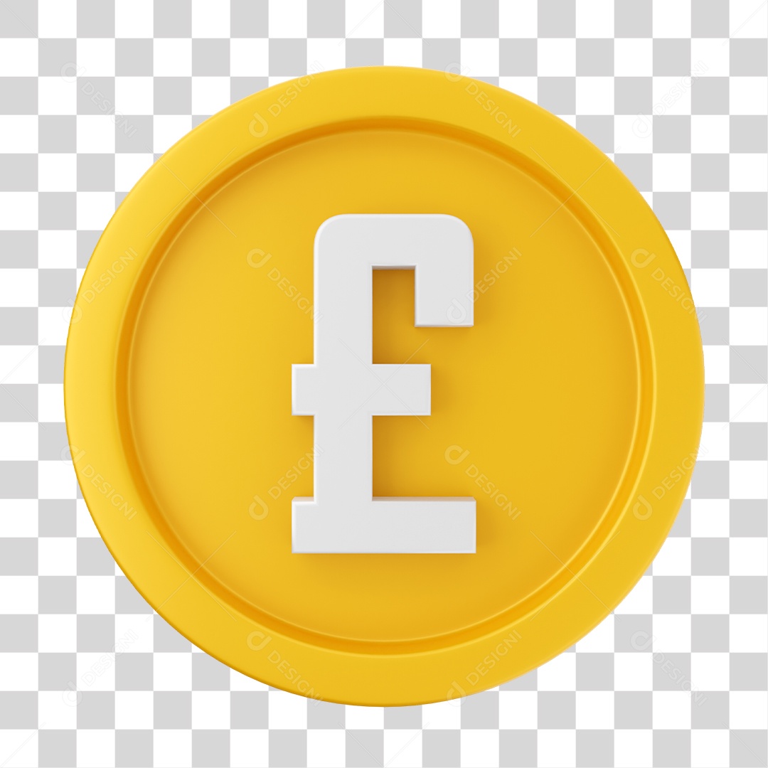 Moeda de Libra Elemento 3D para Composição PNG Transparente
