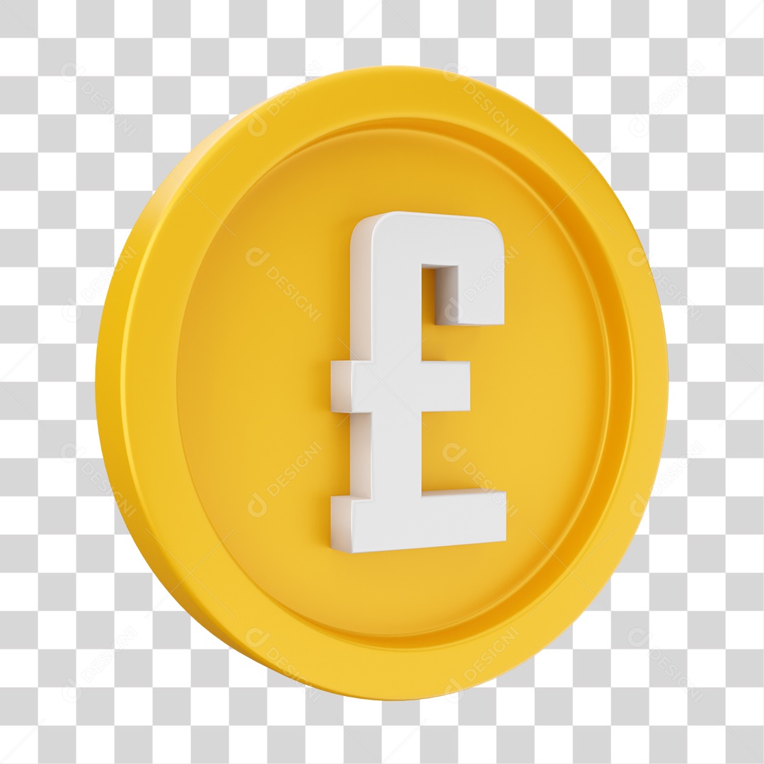 Moeda de Libra Elemento 3D para Composição PNG Transparente