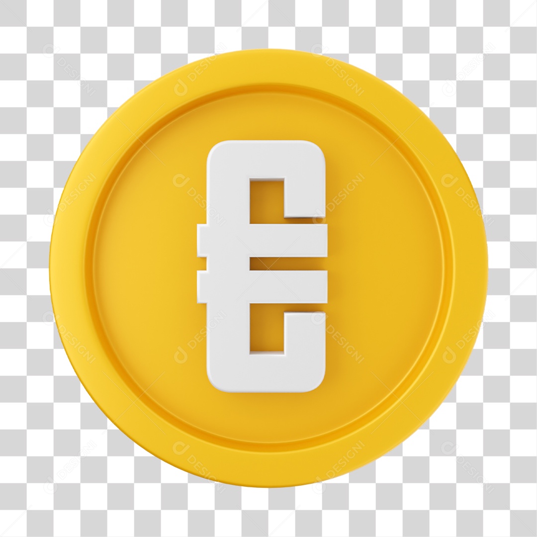 Moeda de Cedi Ganês Elemento 3D para Composição PNG Transparente