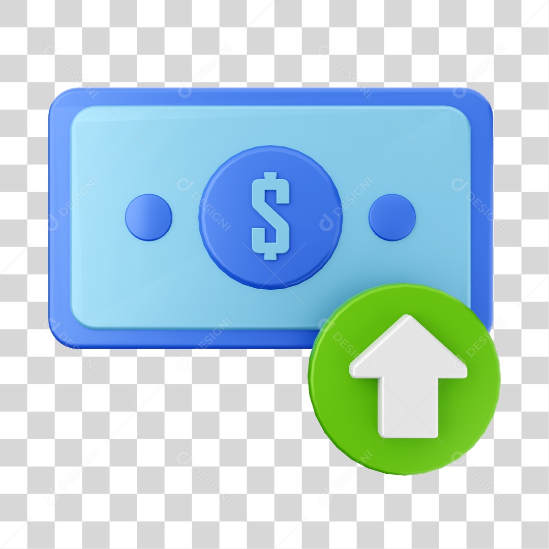 Cédula Subiu o Preço Elemento 3D para Composição PNG Transparente