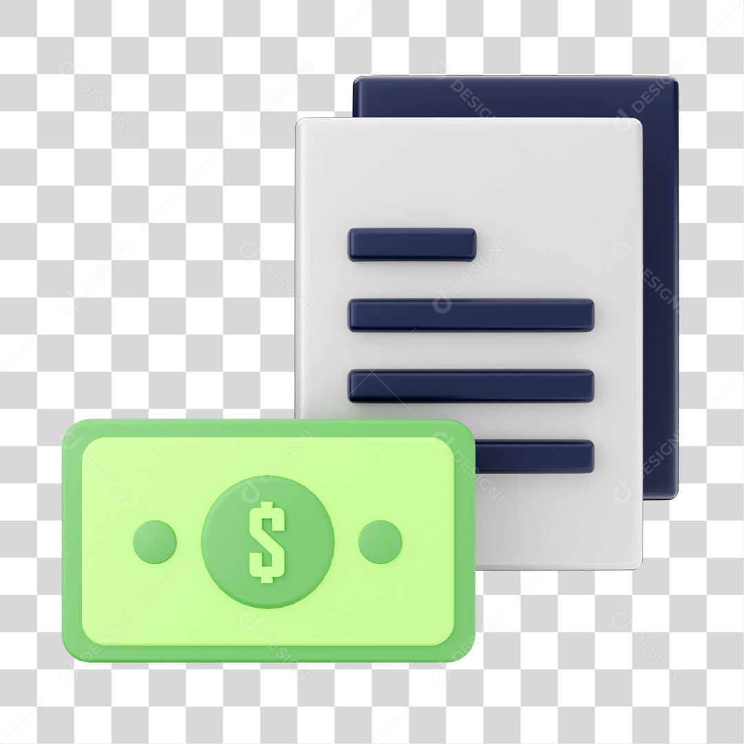 Cédula Elemento 3D para Composição PNG Transparente