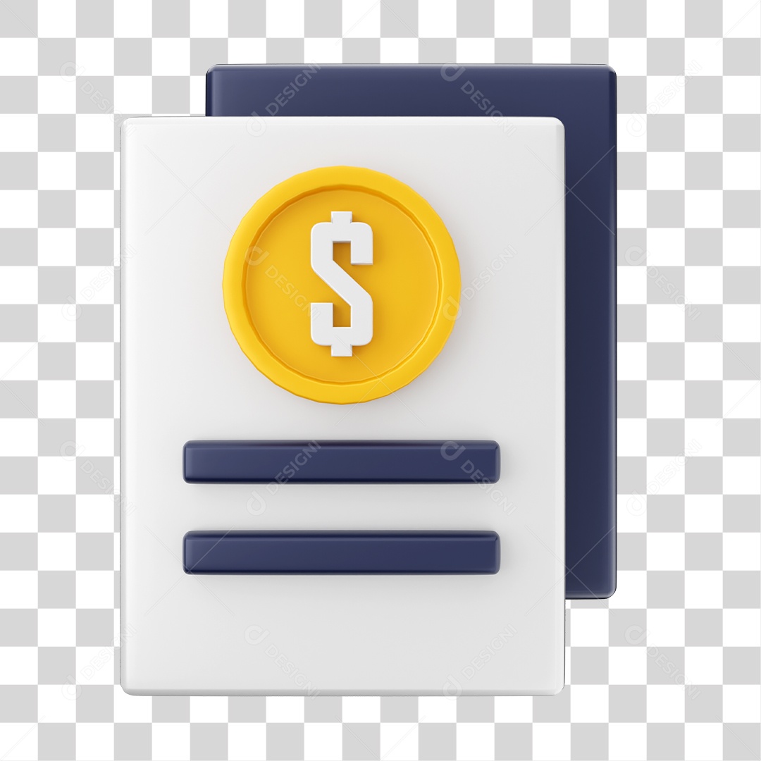 Contrato de Moeda Elemento 3D para Composição PNG Transparente