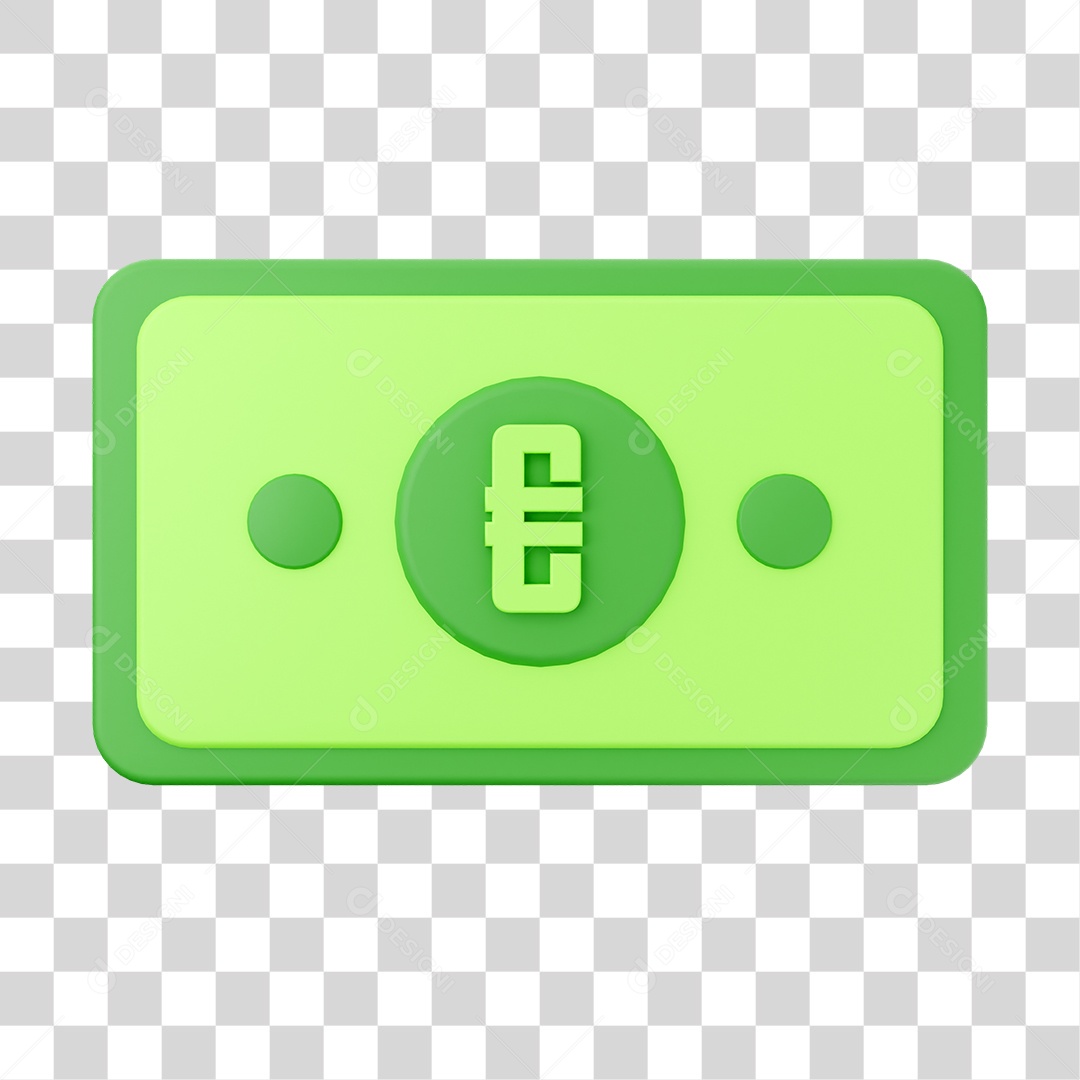 Cédula de Euro Elemento 3D para Composição PNG Transparente