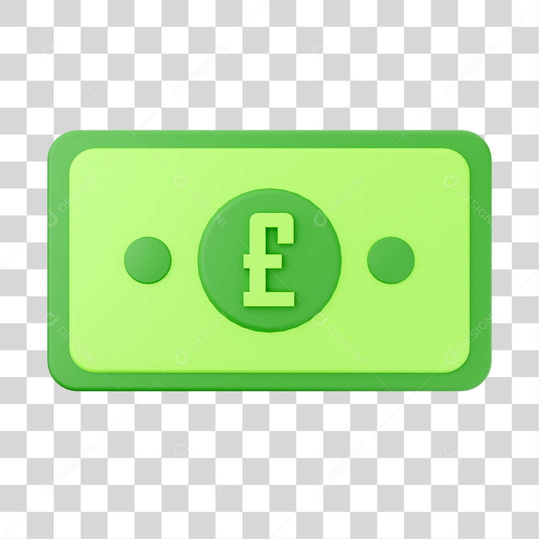 Cédula de Libra Elemento 3D para Composição PNG Transparente