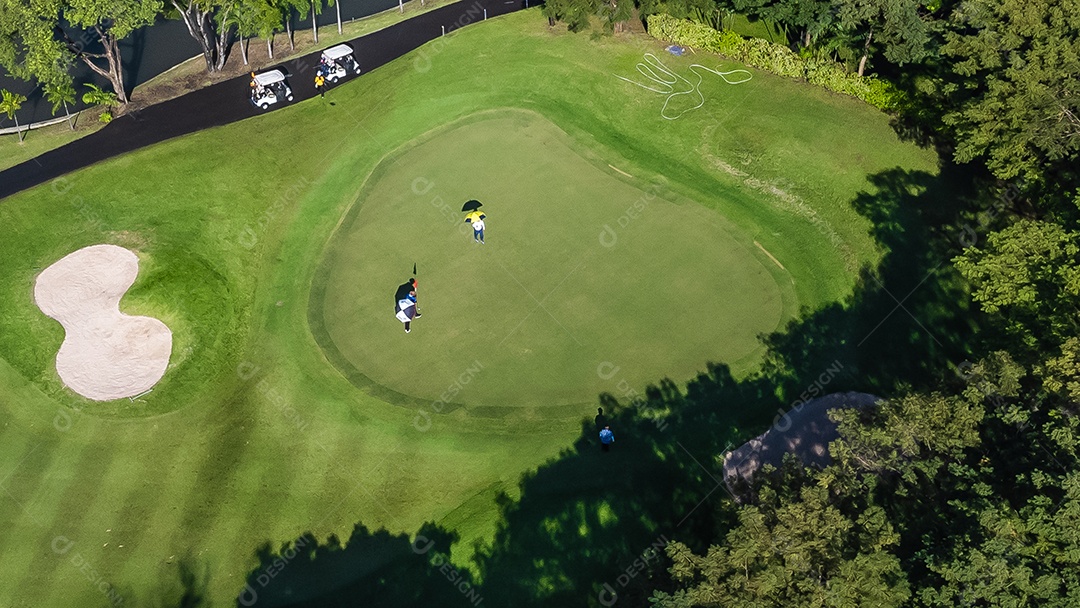 Vista de alto ângulo Fotografia aérea do campo de golfe