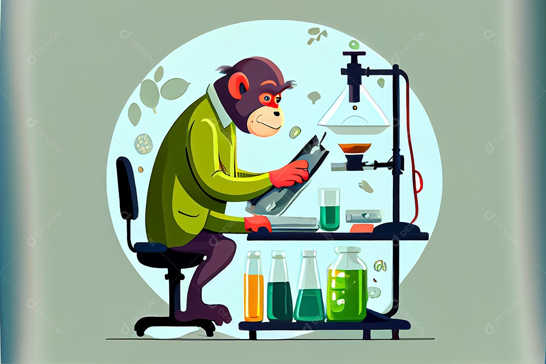 Cientista de desenho animado experimentando pesquisa com animais Dia Nacional da Ciência