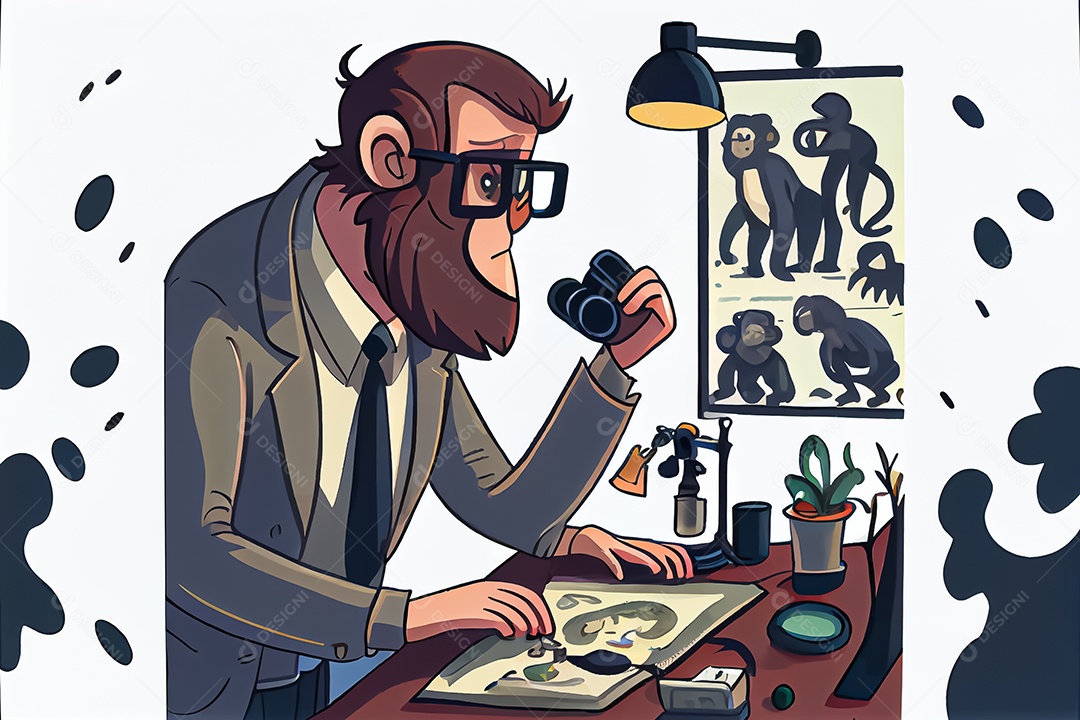 Cientista de desenho animado experimentando pesquisa com animais Dia Nacional da Ciência