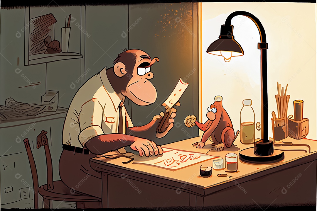 Cientista de desenho animado experimentando pesquisa com animais Dia Nacional da Ciência