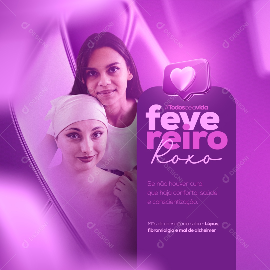 Todos pela Vida Fevereiro Roxo Social Media PSD Editável