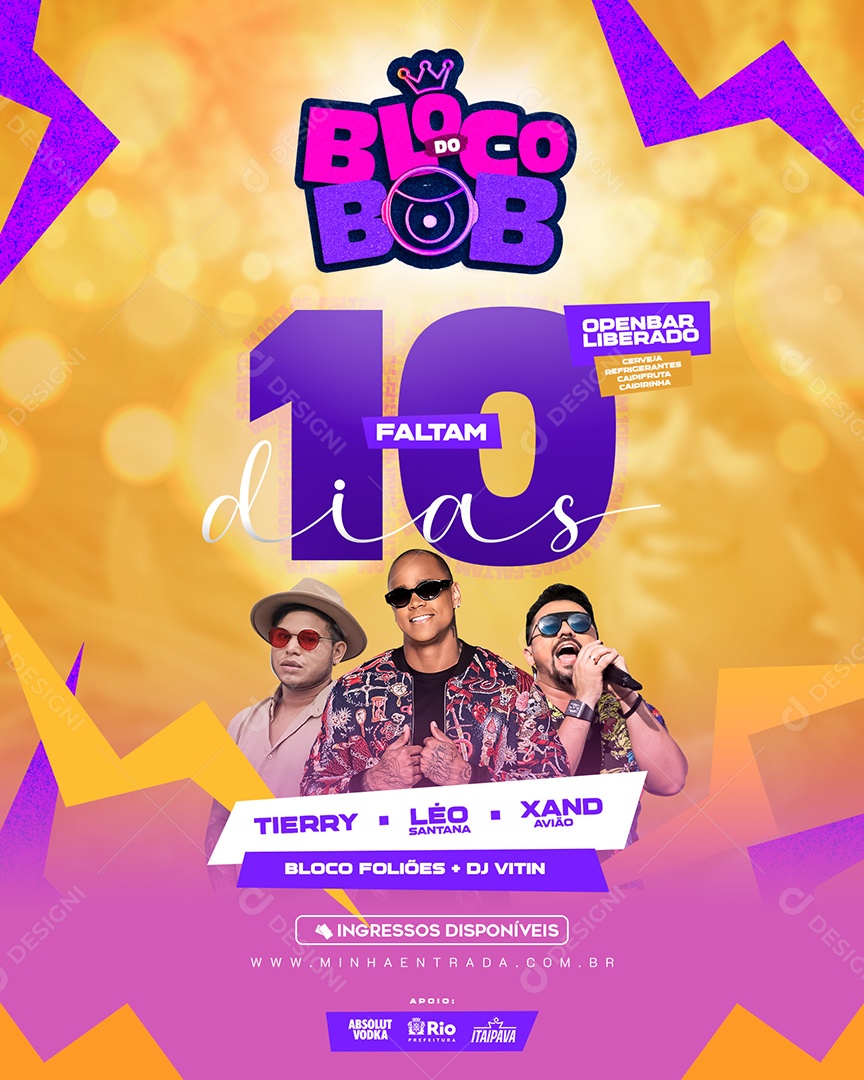 Bloco do BBB Faltam 10 Dias Tierry Léo Santana Xand Avião Flyer Social Media PSD Editável