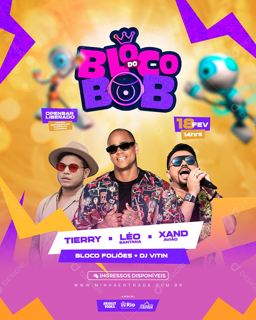 Bloco do BBB Tierry Léo Santana Xand Avião Flyer Social Media PSD Editável