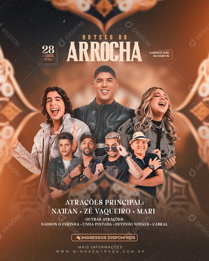 Buteco do Arrocha Nattan Zé Vaqueiro Mari Fernandez Flyer Social Media PSD Editável