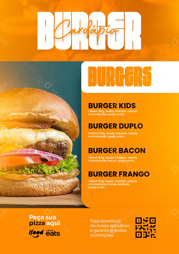 Modelo de Cardápio Burger PSD Editável