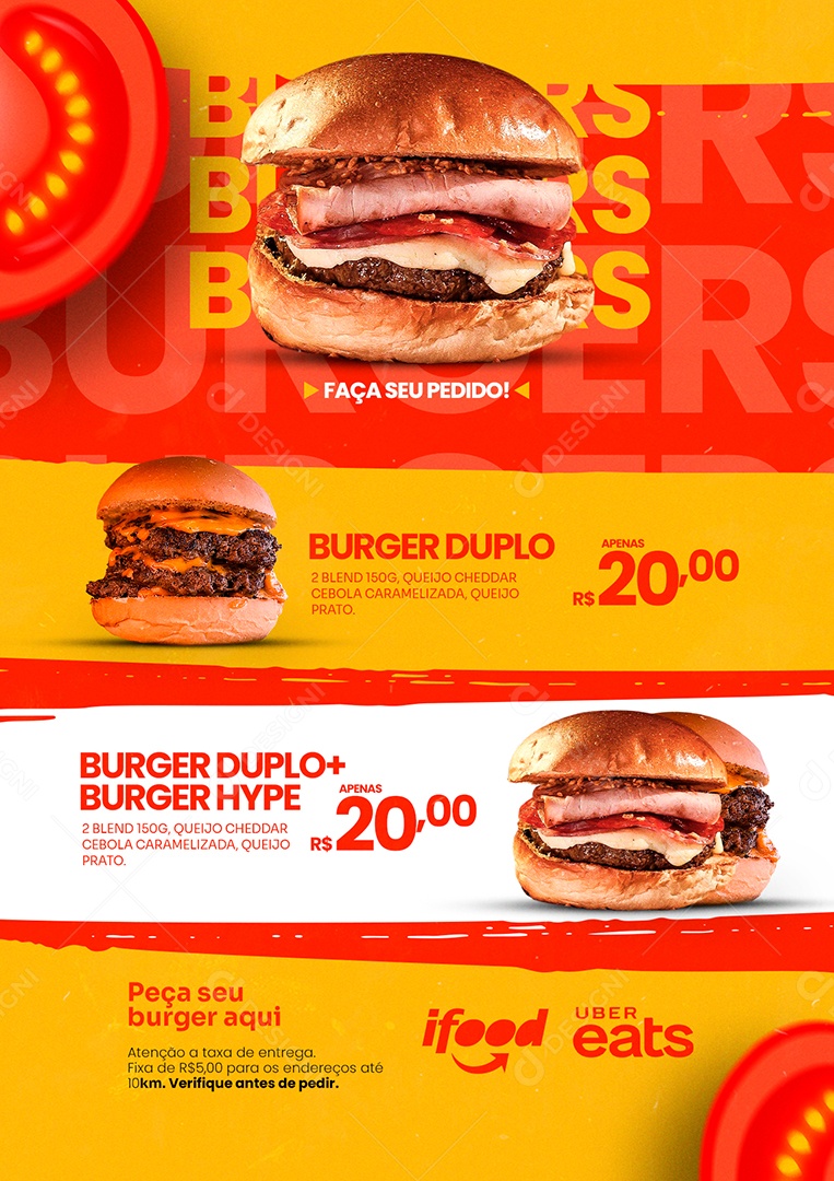 Modelo de Cardápio Burger PSD Editável