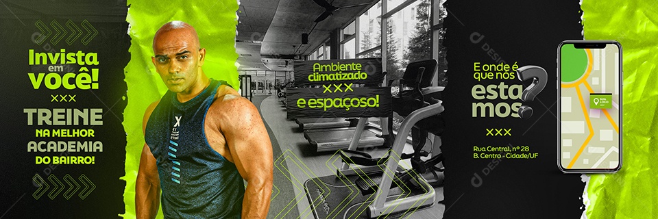 Treine na Melhor Academia Carrossel Social Media PSD Editável