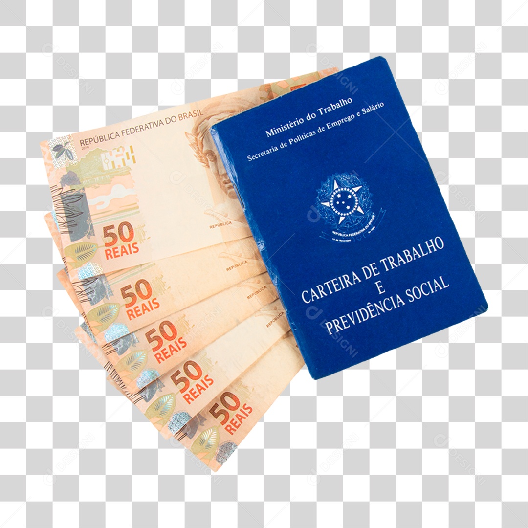 Carteira de Trabalho e Notas de Dinheiro PNG Transparente