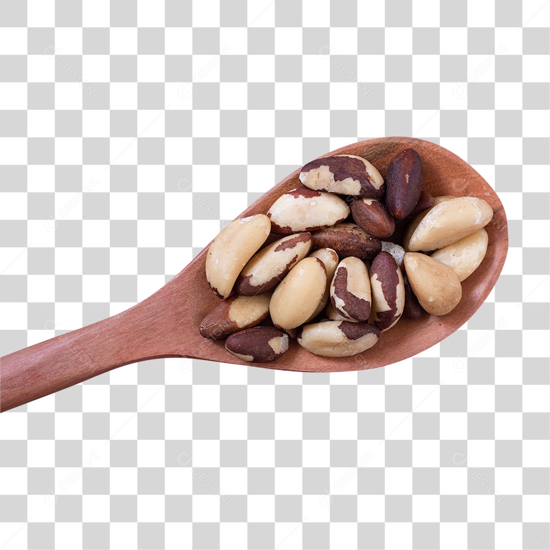 Castanha em Colher de Madeira PNG Transparente