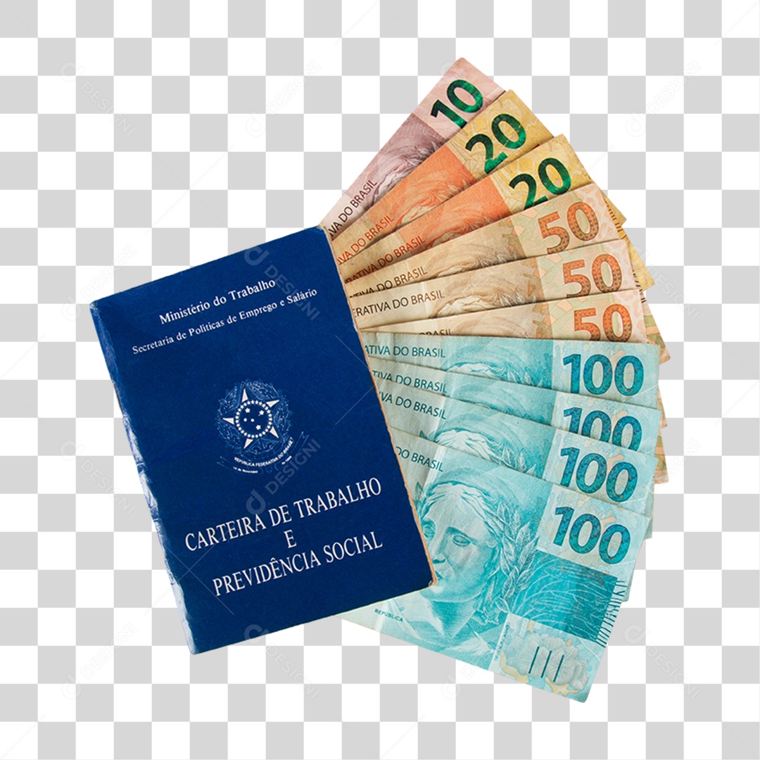 Carteira de Trabalho com Dinheiro PNG Transparente