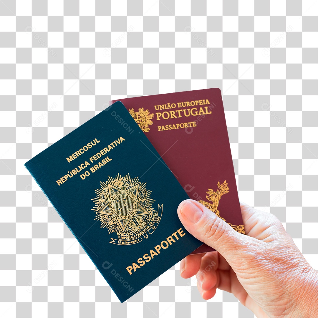 Mãos Segurando Passaportes PNG Transparente