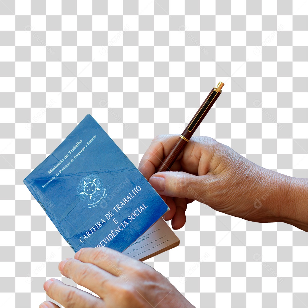 Mãos Segurando Carteira de Trabalho PNG Transparente