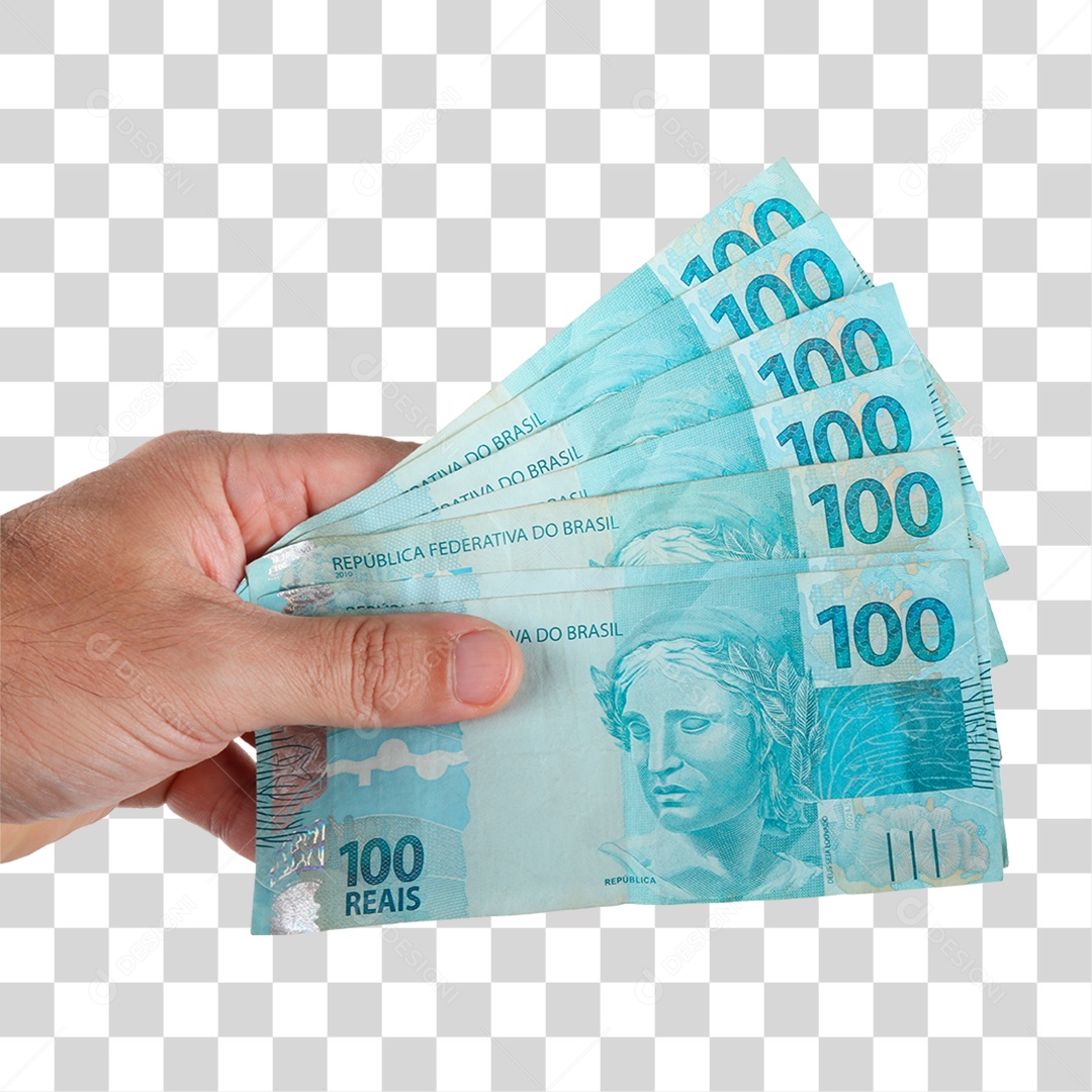 Mão Segurando Notas de Dinheiro PNG Transparente