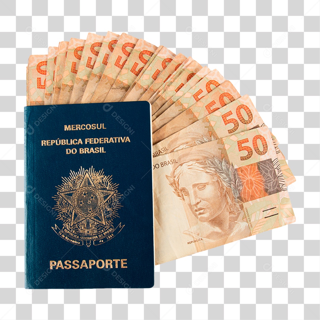 Passaporte com Notas Dentro PNG Transparente