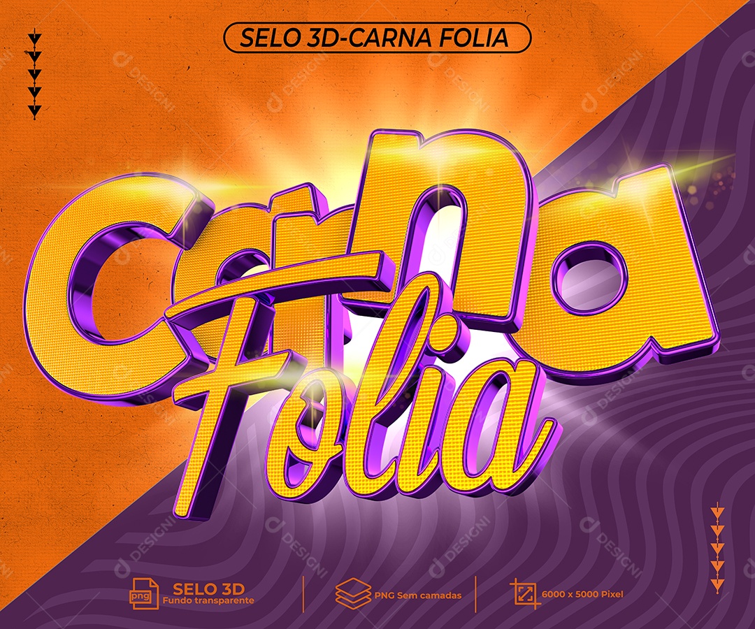 Carna Folia Selo 3D para Composição PNG Transparente