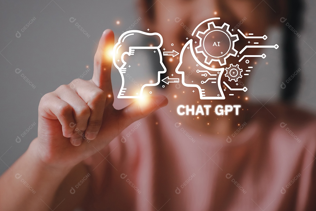 Chatbot digital de toque manual para fornecer acesso a informações e dados em rede online, aplicativo de robô e conexão global, AI, Inteligência artificial, innovation.chatbot desenvolvido pela OpenAI.