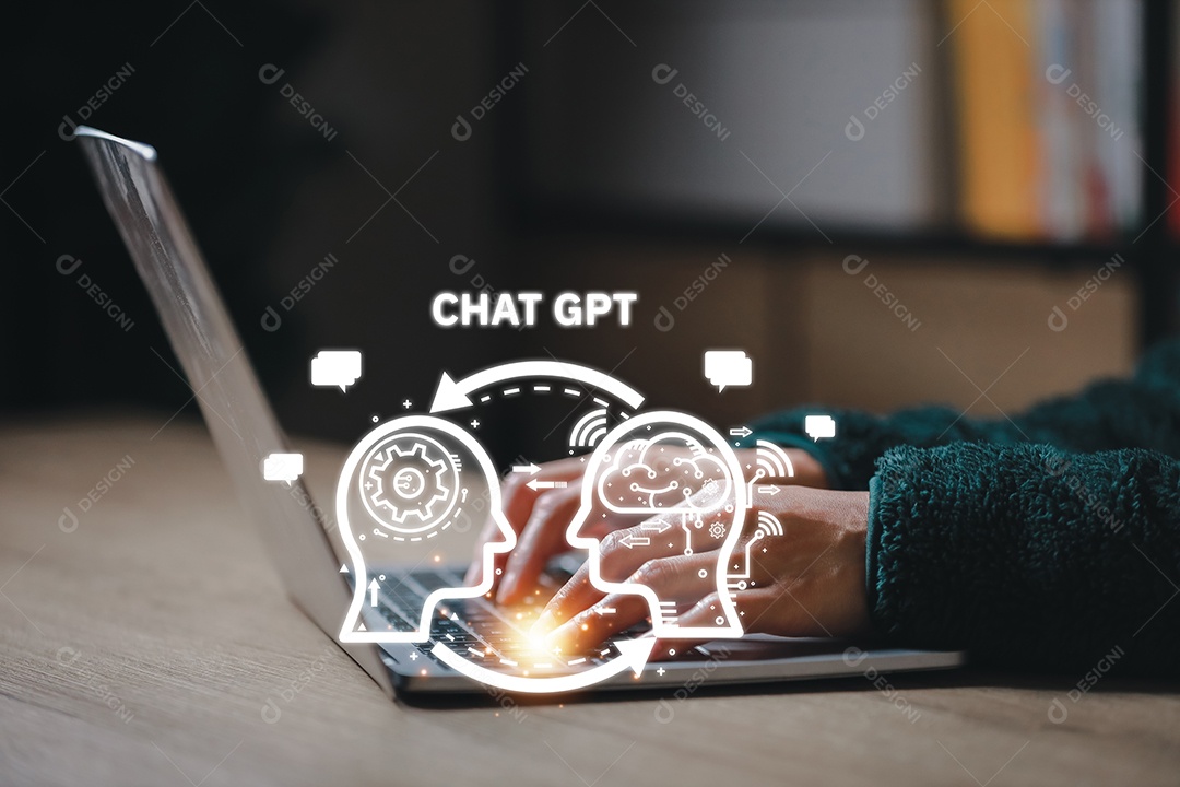 Chatbot digital de toque manual para fornecer acesso a informações e dados em rede online, aplicativo de robô e conexão global, AI, Inteligência artificial, innovation.chatbot desenvolvido pela OpenAI.