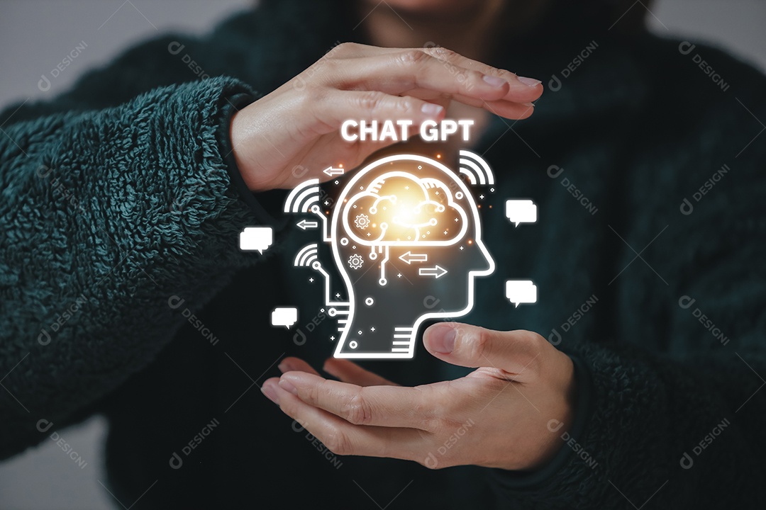 Chatbot digital de toque manual para fornecer acesso a informações e dados em rede online, aplicativo de robô e conexão global, AI, Inteligência artificial, innovation.chatbot desenvolvido pela OpenAI.