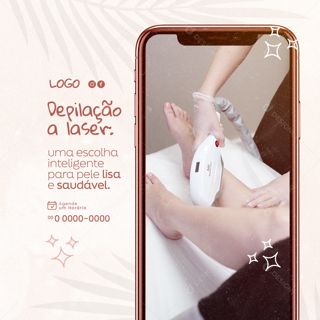 Depilação a Laser Uma Escolar Inteligente Social Media PSD Editável