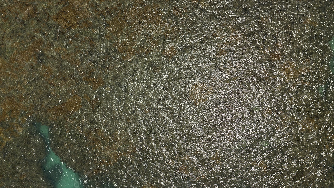 vista aérea da água do mar sobre recifes de corais