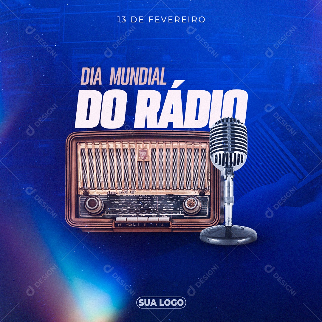 Dia Mundial Do Radio 13 de Fevereiro Social Media PSD Editável