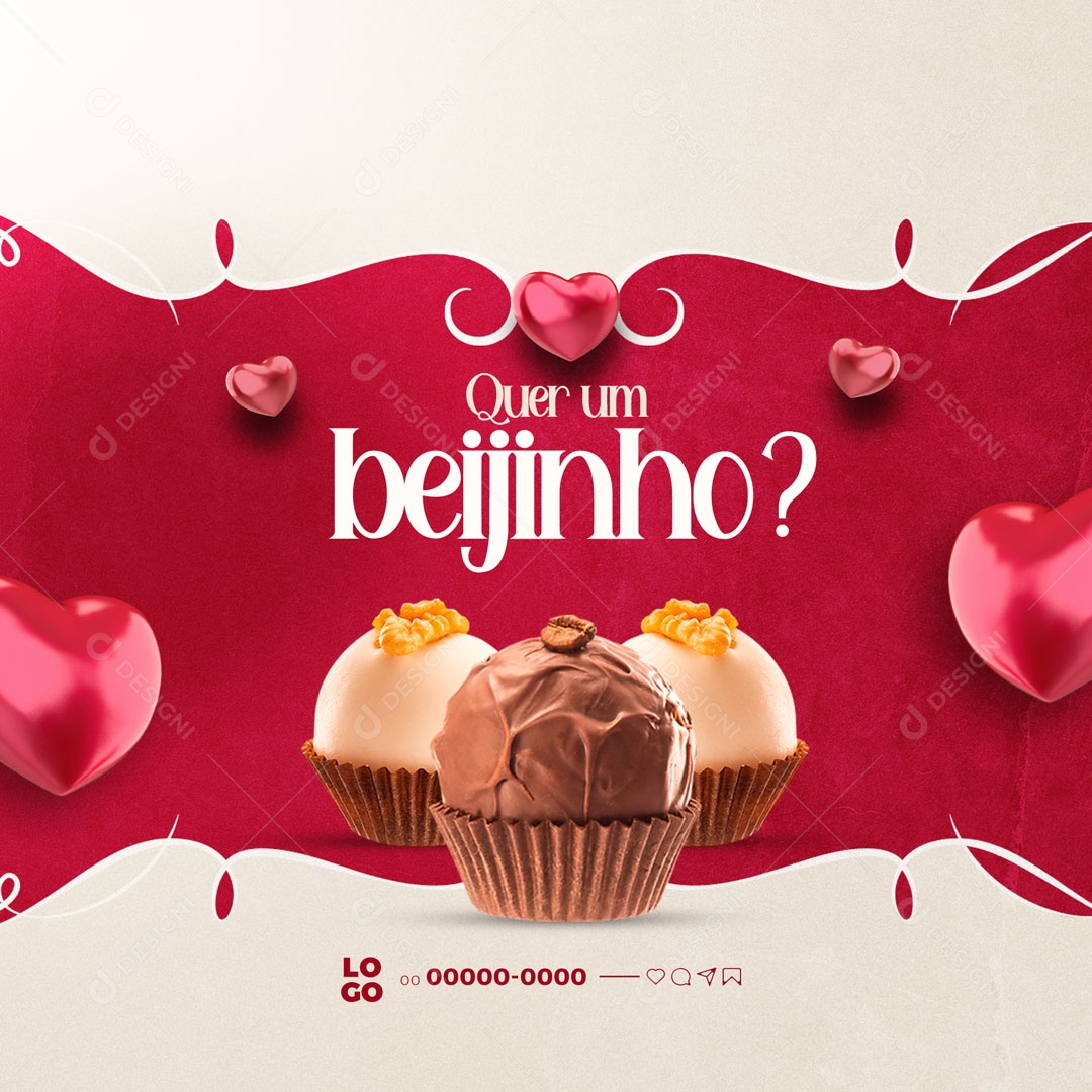 Quer um Beijinho? Doceria Social Media PSD Editável