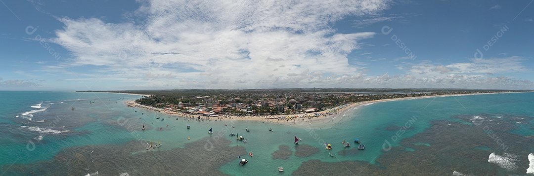 panoramic view of coconut trees at Praia dos Carneiros