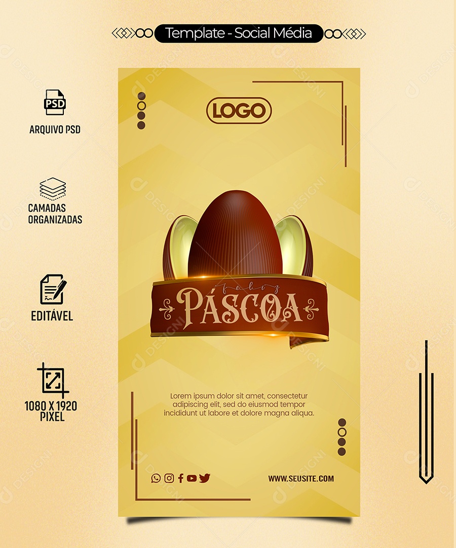 Story Feliz Páscoa Social Media PSD Editável