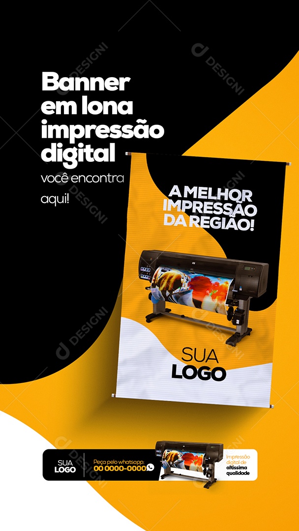 Banner em Lona Impressão Digital Comunicação Visual e Gráfica Rápida Story Social Media PSD Editável